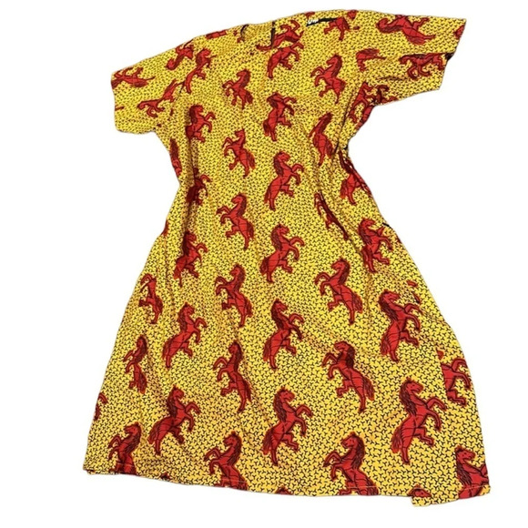 Vintage style 100% Cotton Ankara African  Batik Horse Print Summer Dress S/M - Picture 14 of 14